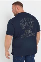 FIRETRAP Big & Tall Navy Blue Storm Skull Print T-Shirt | BadRhino 1