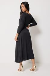 PixieGirl Petite Women's Black Wrap Midi Dress | PixieGirl 2