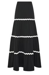 LTS Tall Black Contrast Swirl Cotton Maxi Skirt