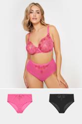 YOURSET 2 PACK Plus Size Pink & Black Briefs | Yours Clothing 1