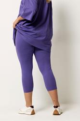 YOURS Plus Size Purple Elasticated Waist Cropped Leggings | Yours Clothing 2