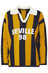 PixieGirl Petite Women's Blue 'Seville' Knitted Stripe Collar Jumper | PixieGirl 5