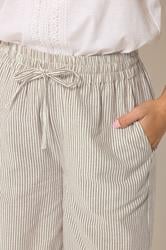 M&Co Natural Brown Stripe Wide Leg Cotton Trousers | M&Co  4