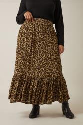 EVANS Plus Size Brown Leopard Print Maxi Skirt | Evans 3