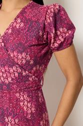 M&Co Petite Berry Red Abstract Maxi Wrap Dress | M&Co 4