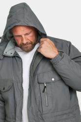 BadRhino Big & Tall Grey Fleece Lined Hooded Coat | BadRhino 1