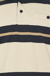 KAM Stone Brown Striped Short Sleeve Rugby Polo Shirt | BadRhino 2