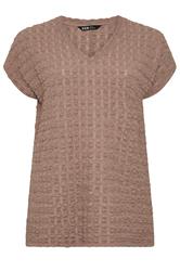 YOURS Curve Brown Bubble Textured T-Shirt