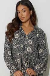 PixieGirl Petite Women's Black Floral Tie Midi Dress | PixieGirl 4