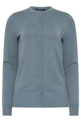 LTS Tall Dusty Blue Crew Neck Button Cardigan