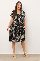 EVANS Plus Size Black Abstract Print Jersey Crepe Dress | Evans 3