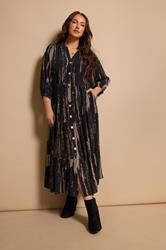 EVANS Plus Size Black Premium Smudge Print Tiered Maxi Dress | Evans 3