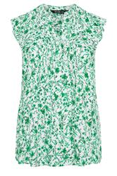 YOURS Curve Green Floral Pintuck Blouse