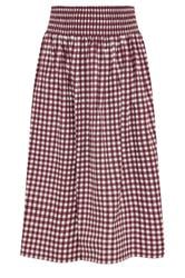 YOURS Curve Burgundy Red Gingham Maxi Skirt