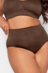 Brown Seamless Light Control High Waisted Full Briefs | Yours Clothing 3