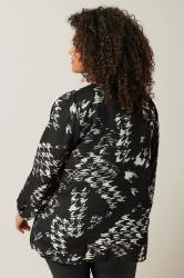 EVANS Plus Size Black Dogtooth Print Pintuck Blouse | Evans  2