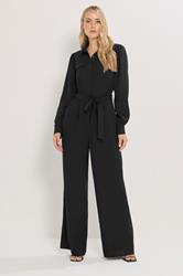 LTS Tall Black Button Wide Leg Jumpsuit | Long Tall Sally 1