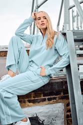 LTS Tall Women's Light Blue Piped Wide Leg Joggers | Long Tall Sally 3