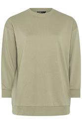 YOURS Curve Light Khaki Green Sweatshirt