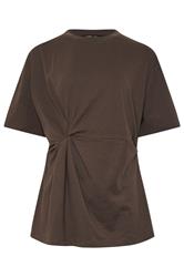 LTS Tall Chocolate Brown Twist Front Cotton T-Shirt