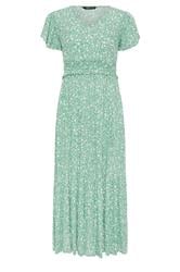 M&Co Petite Green Floral Print Shirred Waist Maxi Dress