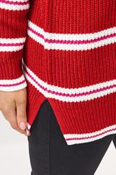 YOURS Plus Size Red Stripe Drop Shoulder Knitted Jumper | Yours Clothing 4