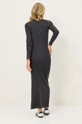 PixieGirl Petite Women's Grey Wash Contrast Stitch Maxi Dress | PixieGirl 2