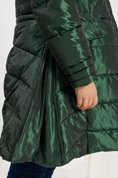 BUMP IT UP Maternity Plus Size Green Panelled Puffer Midi Coat | Yours Clothing 4