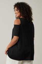 EVANS Curve Black Cold Shoulder Top | Evans 2