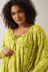 EVANS Plus Size Chartreuse Green Floral Burnout Blouse | Evans 5