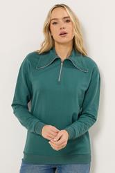 LTS Tall Women's Teal Green Quarter Zip Sweatshirt | Long Tall Sally 3