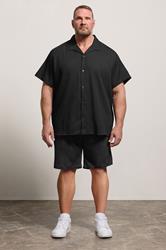JACK & JONES Big & Tall Black Revere Shirt & Short Set | BadRhino 3