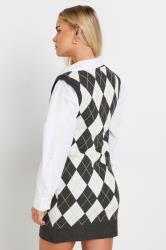 PixieGirl Petite Women's Charcoal Grey Argyle Check Print Sleeveless Dress | PixieGirl 2