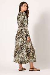 LTS Tall Natural Brown Animal Print Shirred Maxi Dress | Long Tall Sally 2