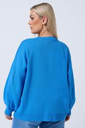 LIMITED COLLECTION Plus Size Blue Balloon Sleeve Knitted Cardigan | Yours Clothing 4