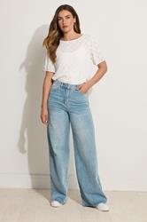 LTS Tall Blue Light Wash Wide Leg Palazzo Jeans | Long Tall Sally 1