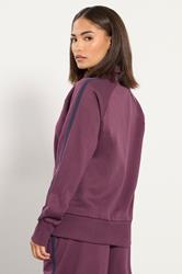 PixieGirl Petite Women's Burgundy Red Stripe Collar Zip Sweatshirt | PixieGirl  2