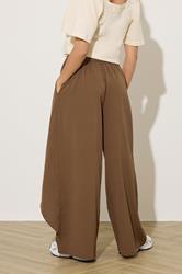 PixieGirl Petite Women's Camel Brown Wrap Wide Leg Trousers | PixieGirl 2