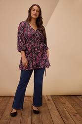 EVANS Plus Size Pink Paisley Print Wrap Top | Evans 1