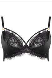 YOURS Plus Size Black Lace Strap Detail Satin Underwired Bra | Yours Clothing 3