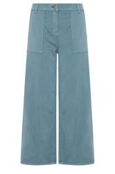 M&Co Petite Blue Midrise Wide Leg Cargo Trousers
