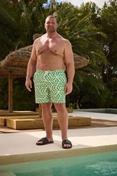 BadRhino Big & Tall Green Geometric Swim Shorts | BadRhino 3
