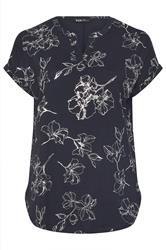 YOURS Plus Size Black Floral Foil Notch Neck Top | Yours Cloting 5