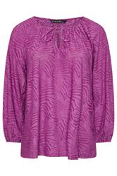 EVANS Curve Purple Zebra Burnout Blouse