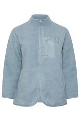 YOURS Curve Blue Teddy Borg Zip Through Fleece