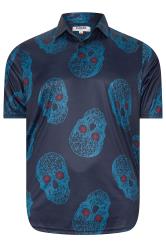 BadRhino Golf Big & Tall Navy Blue Skull Print Polo Shirt