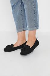 Black Tassel Detail Faux Suede Loafers In Wide E & Extra Wide EEE Fit | Yours Clothing 3