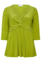 YOURS LONDON Curve Green Knot Front Top