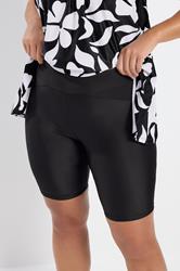 YOURS Curve Plus Size Black High Waist Swim Shorts | Yours Clothing  6