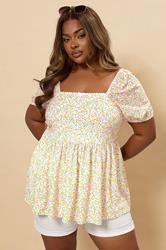 YOURS Plus Size Orange Floral Broderie Anglaise Peplum Top | Yours Clothing 3